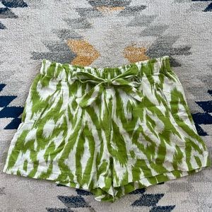 NWT Anthropologie Green/White Linen Shorts
